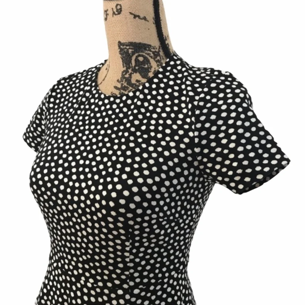 KATE SPADE Black & White Spot Ponte Dress 2 Fit & Flare Preppy Cute